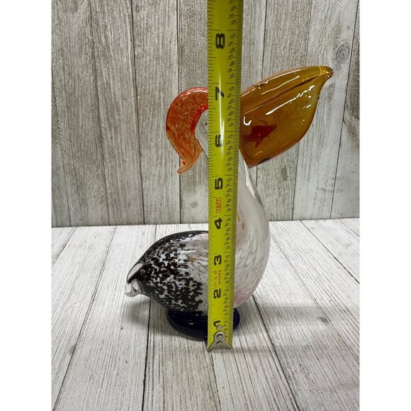Vtg Hand Blown Art Glass Pelican Bird with Fish Figurine Paper Weight 7" Tall - Picture 6 of 10